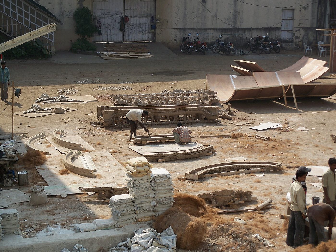 The open courtyard of a film studio