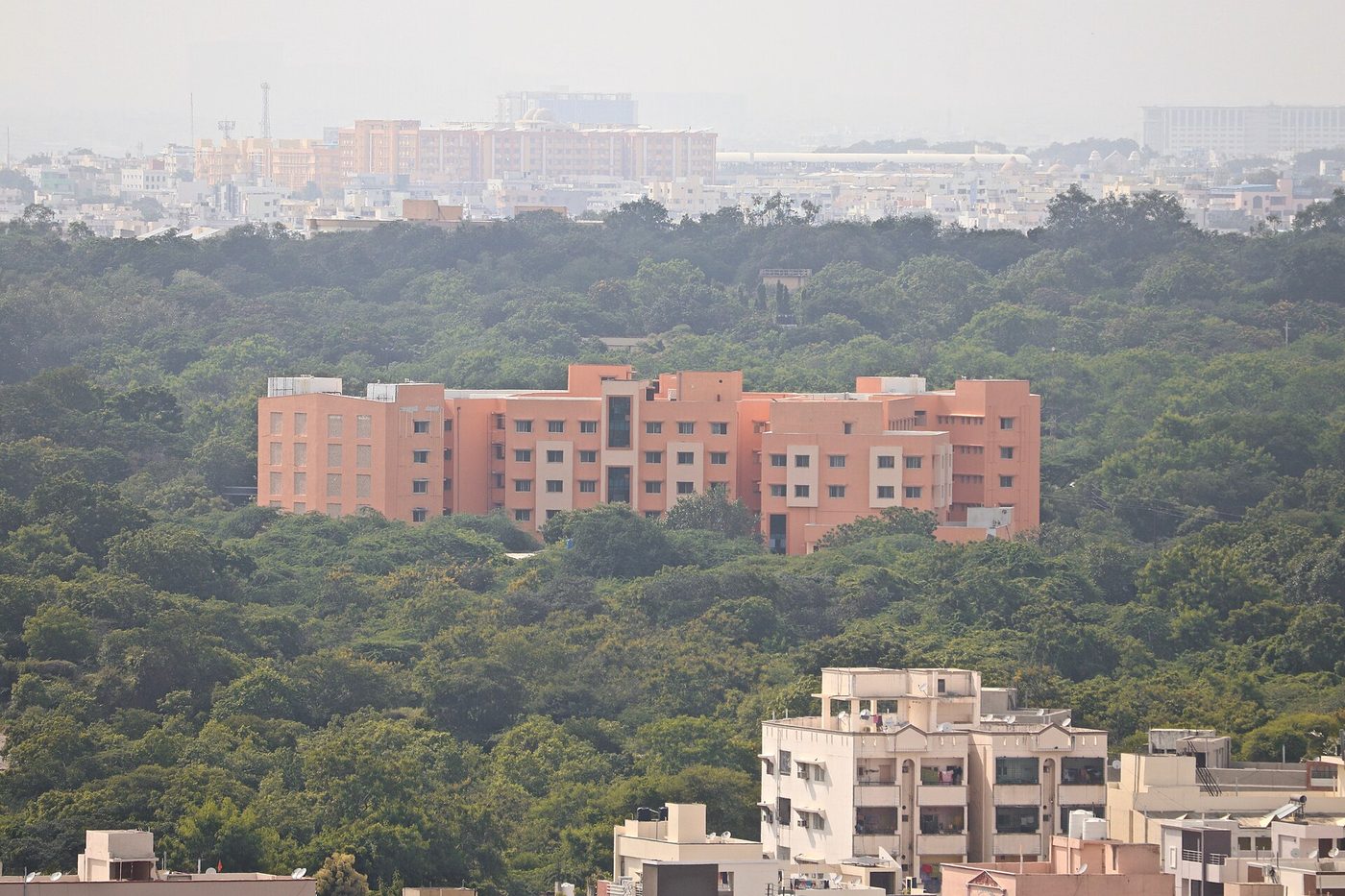 A stone academic building on the Osmania University campus in Hyderabad
